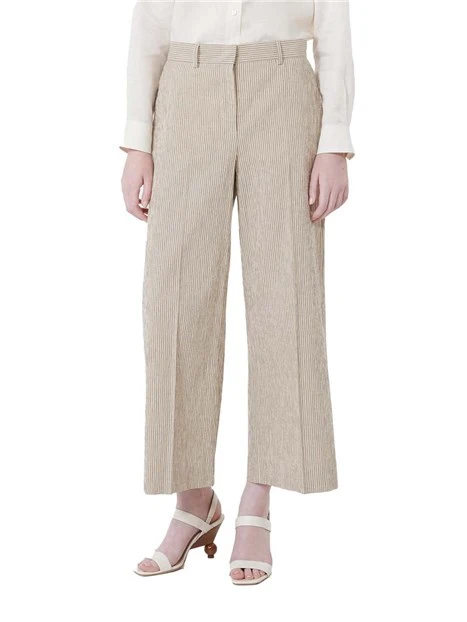 PANTALONI CHINO A RIGHE DONNA BEIGE