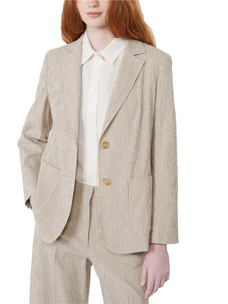 BLAZER A RIGHE DONNA BEIGE