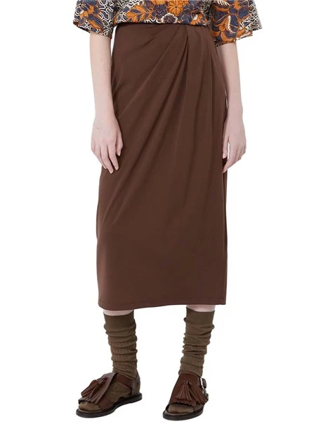 GONNA LUNGA CIN DRAPPEGGIO LATERALE DONNA MARRONE