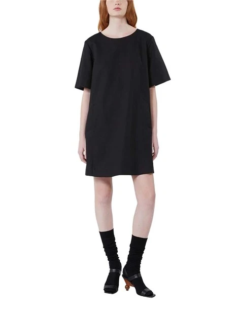 VESTITO CORTO CON SCOLLO A GIRO DONNA NERO