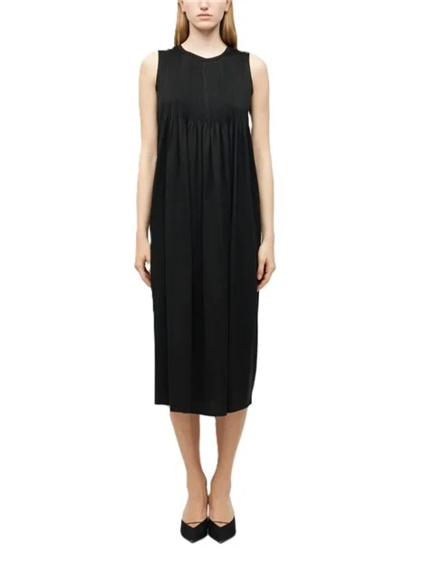 VESTITO LUNGO CON CHIUSURA FIOCCO DONNA NERO