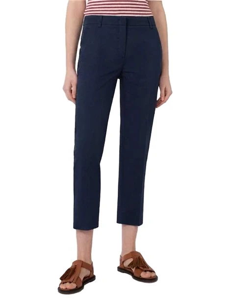 PANTALONE CROPPED IN GARBADINA DI COTONE STRECTH DONNA BLU