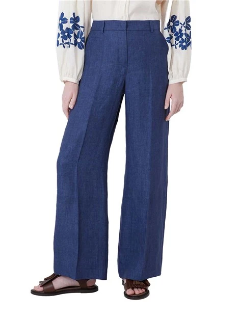 PANTALONI PALAZZO CHIUSURA GANCETTO DONNA BLU