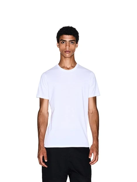 T-SHIRT MANICA CORTA CON LOGO APPLICATO UOMO BIANCO