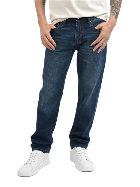JEANS REGULAR CON PATCH LOGATO UOMO BLU