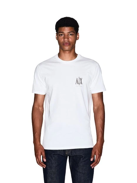 T-SHIRT MANICA CORTA CON LOGO SUL PETTO A CONTRASTO UOMO BIANCO