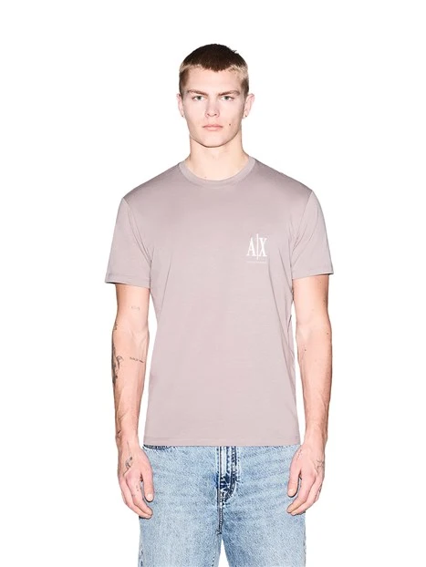 T-SHIRT MANICA CORTA CON LOGO SUL PETTO A CONTRASTO UOMO BEIGE