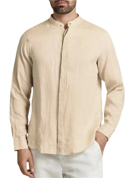 CAMICIA COREANA IN LINO  UOMO BEIGE