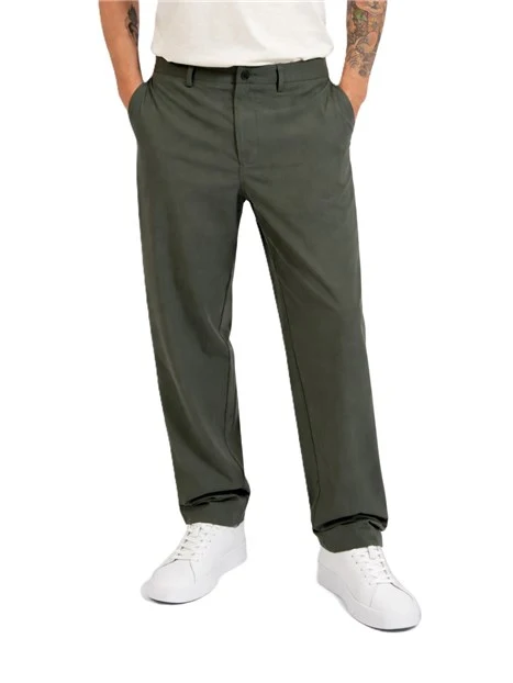 PANTALONI CHINO CON FODERA E TESSUTO STRECTH UOMO VERDE