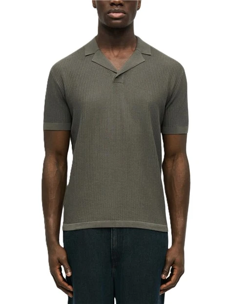 POLO MANICA CORTA CON MOTIVO ALL OVER A RILIEVO UOMO VERDE