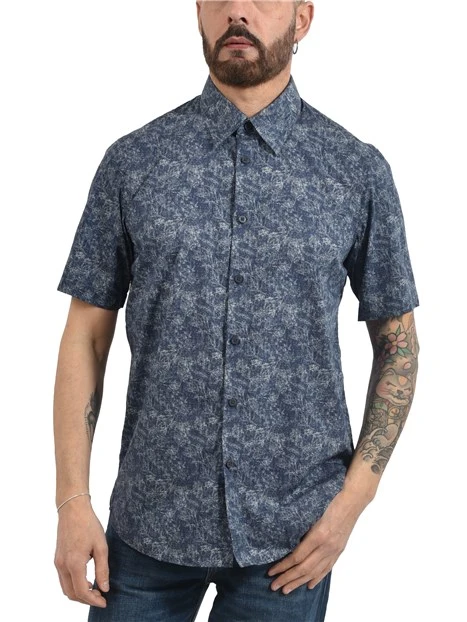 CAMICIA MANICA CORTA FANTASIA FLOREALE ALL OVER UOMO BLU