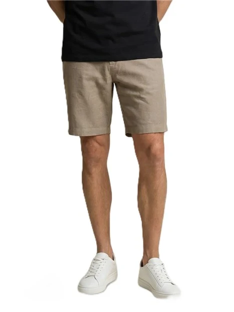 BERMUDA IN MISTO COTONE CON PASSANTI E TASCHE LINO UOMO GRIGIO