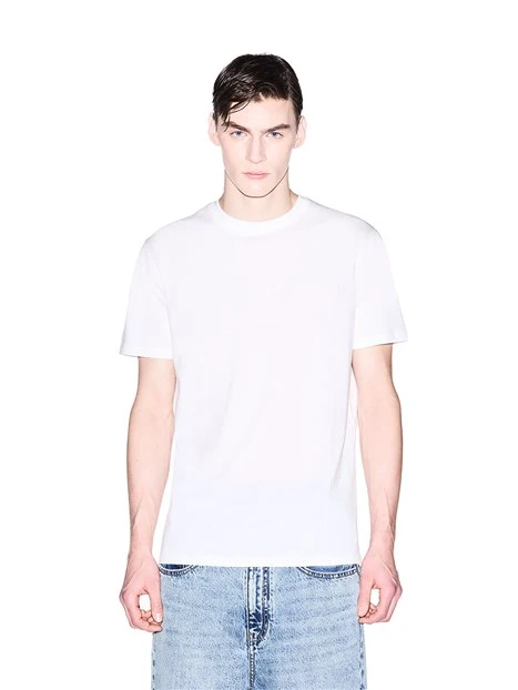 T-SHIRT MANICA CORTA CON LOGO STAMPATO TONO SU TONO UOMO BIANCO