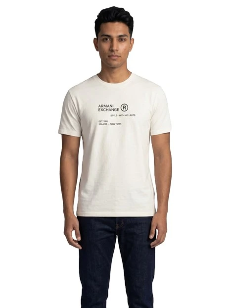 T-SHIRT MANICA CORTA CON TESTO STAMPATO UOMO BIANCO