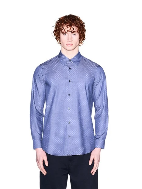 CAMICIA ELEGANTE FANTASIA A POIS UOMO BLU