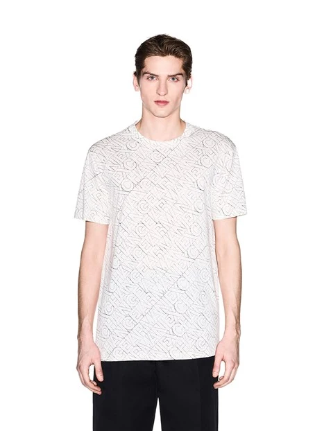 T-SHIRT MANICA CORTA CON STAMPA LETTERING UOMO BIANCO