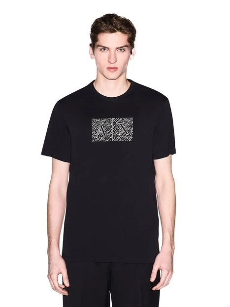 T-SHIRT MANICA CORTA CON GRAFICA LOGO UOMO NERO