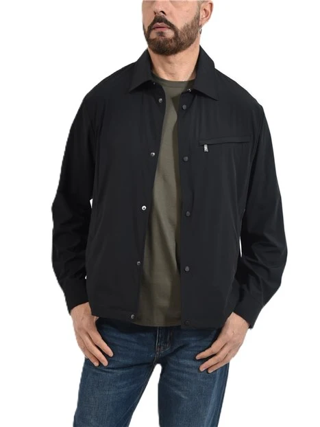 GIACCA MORBIDA CON COLLETTO CLASSICO E TASCHINO CON ZIP UOMO NERO