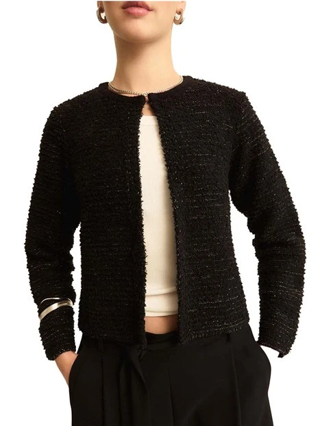 CARDIGAN IN MAGLIA CON BOTTONE DONNA NERO