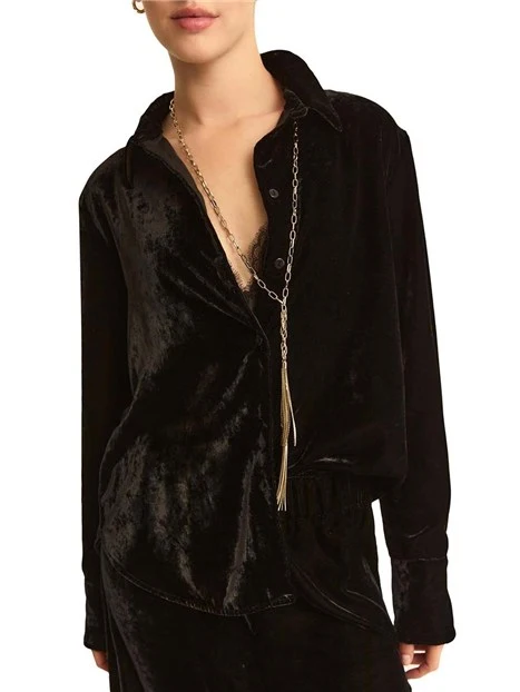 CAMICIA IN VELLUTO MORBIDO DONNA NERO