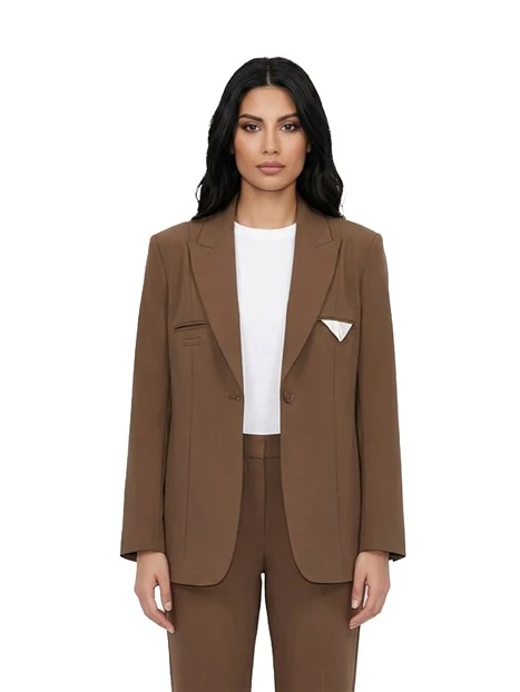 BLAZER MONOPETTO CON TASCHINO DONNA MARRONE