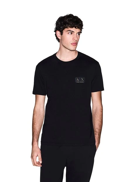 T-SHIRT MANICA CORTA CON STAMPA LOGO PICCOLA UOMO  NERO