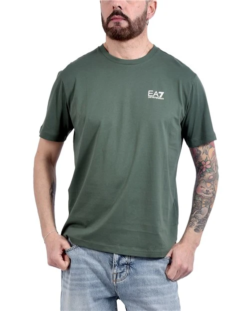 T-SHIRT MANICA CORTA IN JERSEY DI COTONE CON LOGO EA7 UOMO VERDE