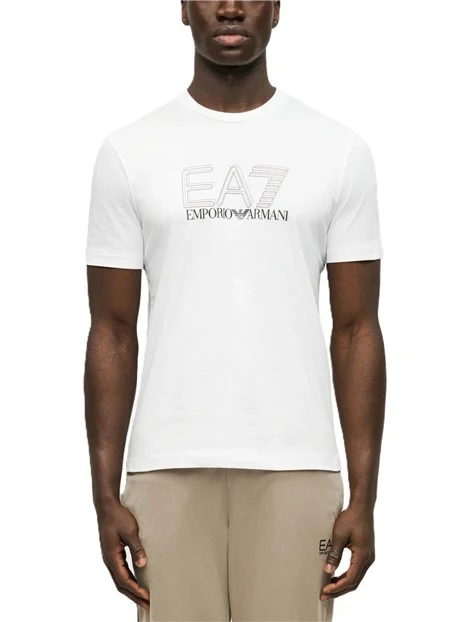 T-SHIRT MANCA CORTA IN JERSEY DI COTONE TRASPIRANTE CON LOGO STAMPATO BIANCO