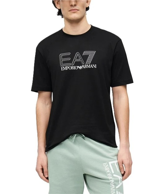 T-SHIRT MANICA CORTA IN JERSEY DI COTONE TRASPIRANTE CON LOGO STAMPATO NERO