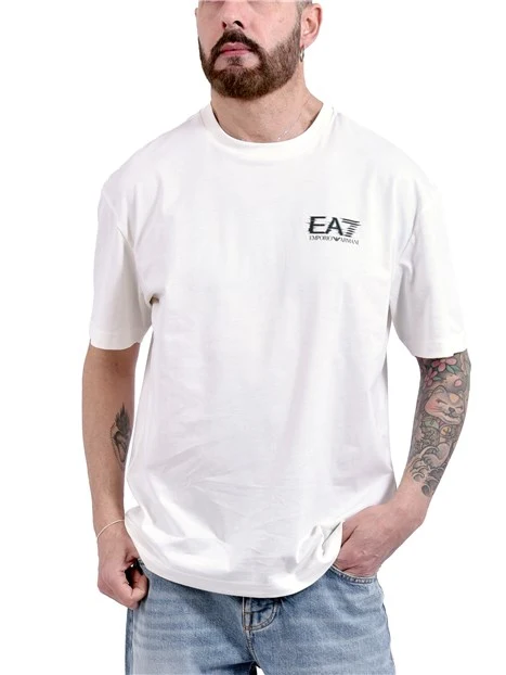 T-SHIRT MANICA CORTA IN JERSEY DI COTONE CON LOGO EA7 UOMO BIANCO