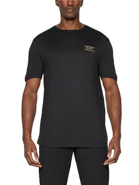 T-SHIRT MANICA CORTA CON LOGO APPLICATO UOMO NERO