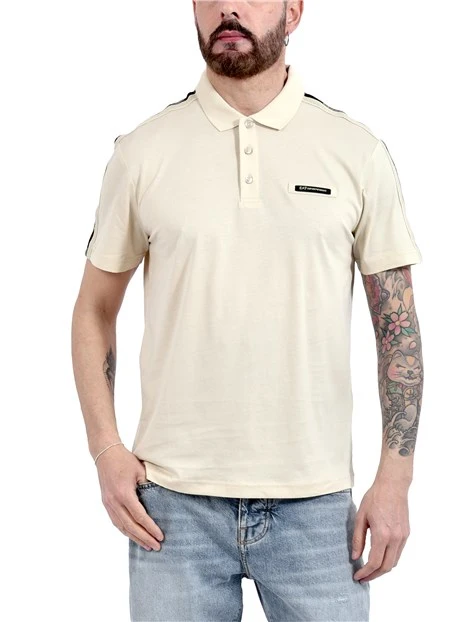 POLO IN JERSEY DI COTONE CON DETTAGLIO A CONTRASTO SULLE SPALLE UOMO GRIGIO