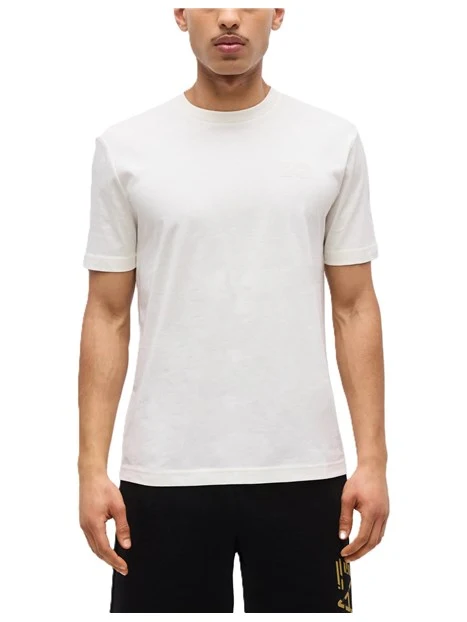 T-SHIRT MANICA CORTA IN COTONE  CON LOGO E MAXI STAMPA SUL RETRO UOMO BIANCO