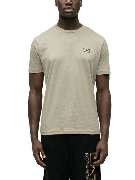 T-SHIRT IN JERSEY DI COTONE CON LOGO E DETTAGLIO GRAFICO UOMO BEIGE