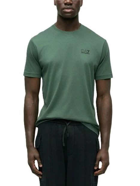 T-SHIRT IN JERSEY DI COTONE CON LOGO E DETTAGLIO GRAFICO UOMO VERDE