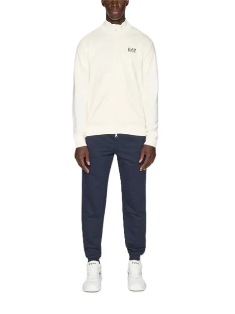 TUTA IN COTONE CON COLLETTO ALLA COREANA E ZIP UOMO BIANCO