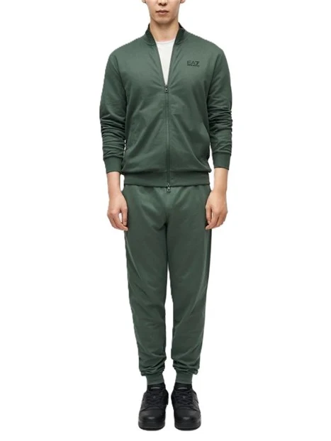 TUTA IN COTONE CON COLLETTO ALLA COREANA E ZIP UOMO VERDE