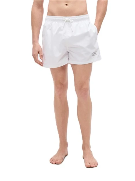 COSTUME BOXER VITA BASSA CON FASCIA ELASTICA E COULISSE UOMO BIANCO
