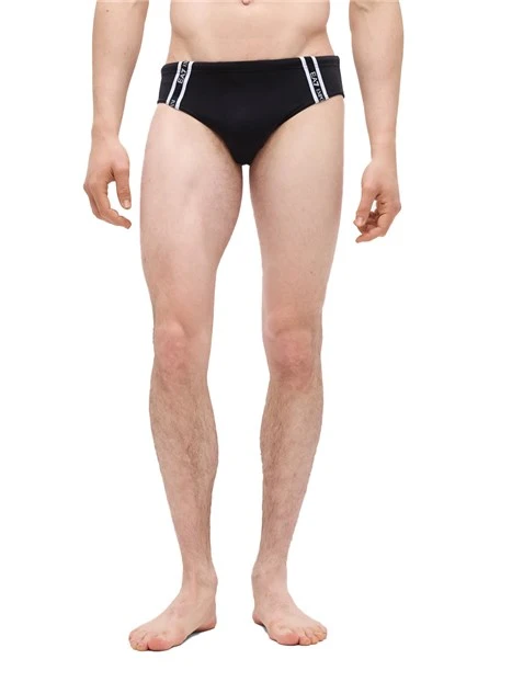 SLIP DA BAGNO CON FASCIA LATERALE LOGATA UOMO NERO