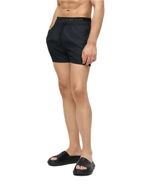 COSTUME BOXER CON FASCIA ELASTICA E COULISSE UOMO NERO