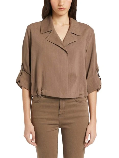 GIACCA CORTA SCOLLO A REVER CON LACCETTO DONNA MARRONE