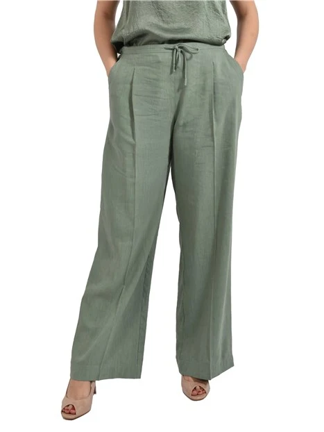 PANTALONI PALAZZO FLUIDI CON COULISSE DONNA VERDE