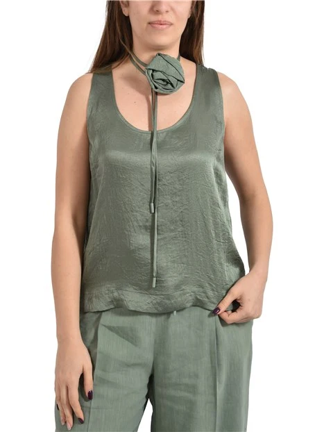 TOP CON DETTAGLIO FLOREALE DONNA VERDE