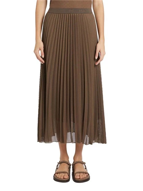 GONNA LUNGA CON PIEGHE  FODERATO DONNA MARRONE