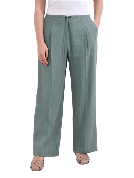 PANTALONE CROPPED IN MISTO COTONE STRETCH E 5 TASCHE DONNA VERDE