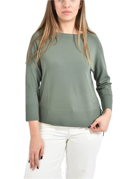 MAGLIA GIROCOLLO CON COULISSE REGOLABILE DONNA VERDE