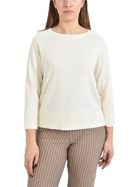 MAGLIA GIROCOLLO CON COULISSE REGOLABILE DONNA BIANCO