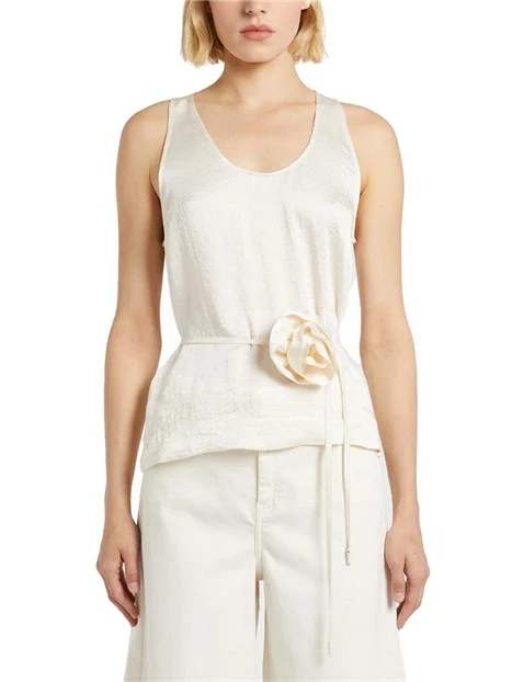 TOP CON DETTAGLIO FLOREALE DONNA BIANCO