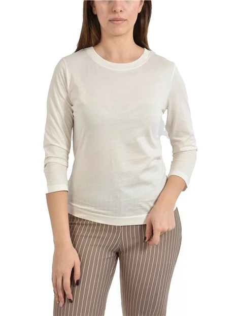 T- SHIRT MANICA CORTA IN JERSEY DI COTONE DONNA BIANCO