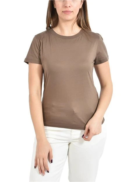 T- SHIRT MANICA CORTA IN JERSEY DI COTONE DONNA MARRONE